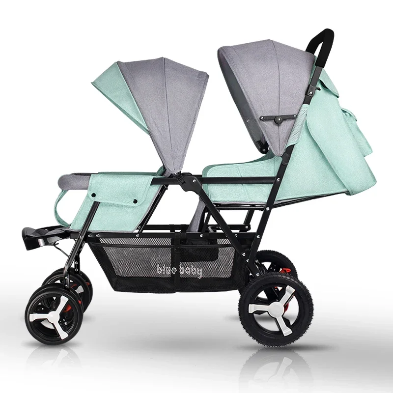 

High Landscape Twin Baby Stroller Lightweight Foldable Suitable for Sitting Lying Down Second Child Double Baby BB Stroller