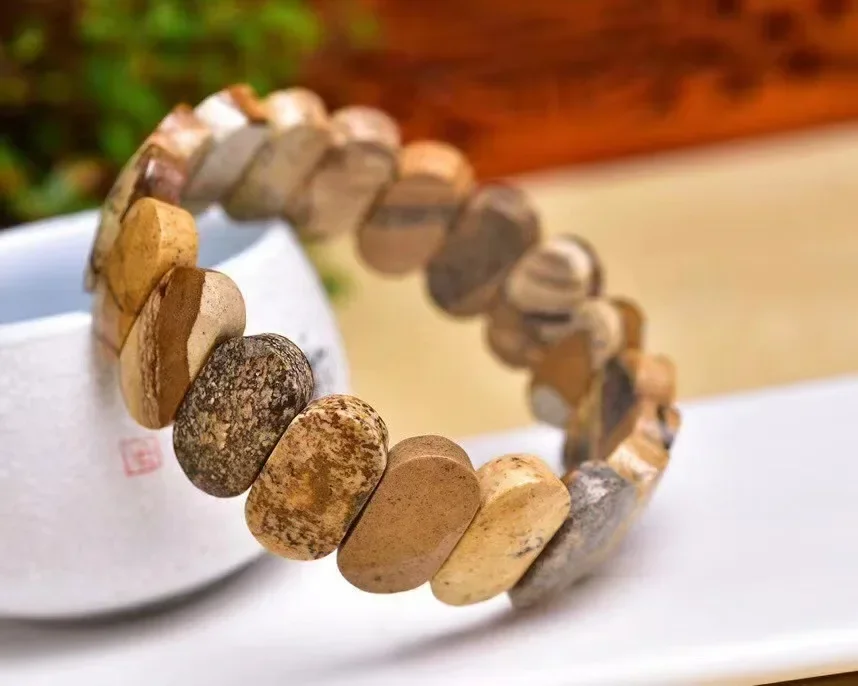 New Hot Sale Stone Bracelet Natural Picture stone 10×20mm Bracelets For Women Men Simple Energy Academic Magnetic Field Jewelry