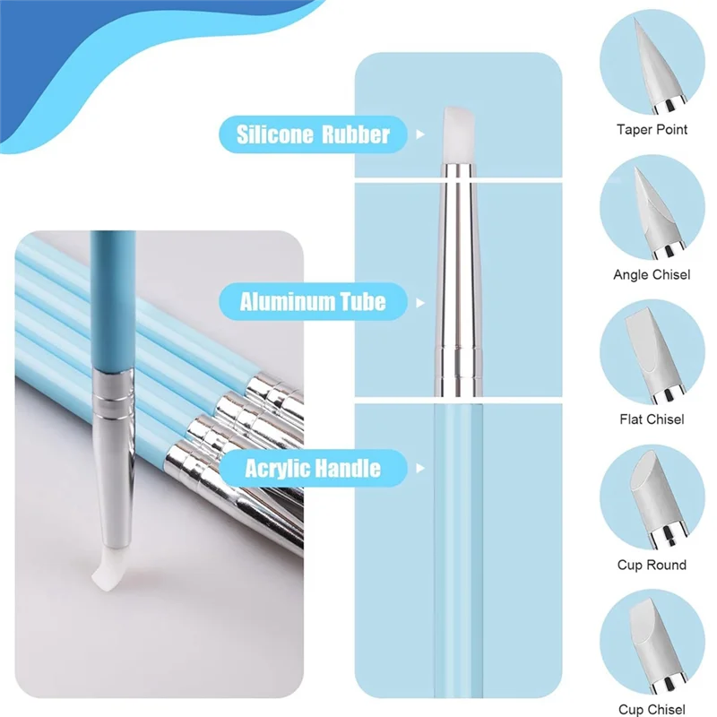 أدوات التنقيط AA80-9PCS، أداة نحت الطين السيليكوني، أدوات الرسم على شكل كرة الطين