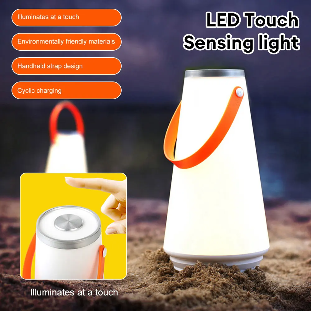 LED Lanterna De Acampamento USB Carregamento Sensor De Toque Luz Lâmpada De Mesa Portátil Tenda Luz Dimmable Night Light Outdoor Pendurado Lâmpada