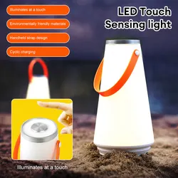 Lanterna da campeggio a LED ricarica USB sensore tattile lampada da tavolo lampada da tavolo portatile luce notturna dimmerabile lampada a sospensione per esterni