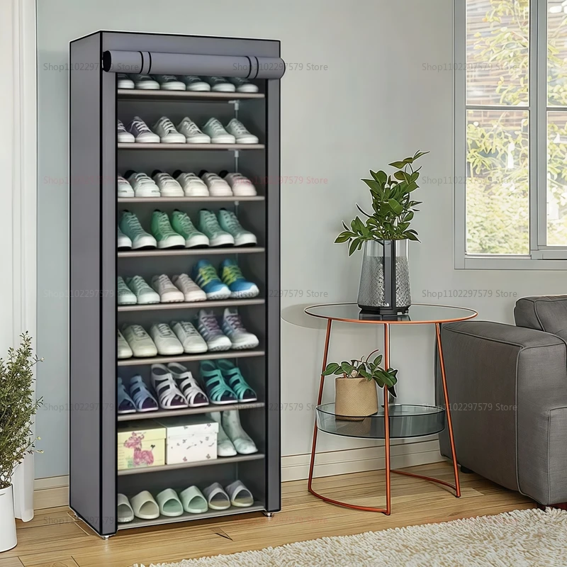 Zapatero para dormitorio a prueba de polvo, pequeño, mini ahorro de espacio, económico, precio especial, montaje plegable, puerta del hogar, zapatero de tela