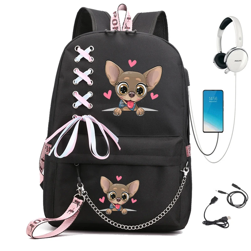 Mochila escolar de dibujos animados para niños y niñas, Bolsa Escolar de dibujos animados, Usb, animales, Manga