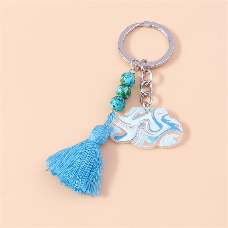 

Bohemian Tassel Keychain Cute Clouds Charms Keyrings Souvenir Gifts for Women Men Handbag Key Chains DIY Jewelry Accessories