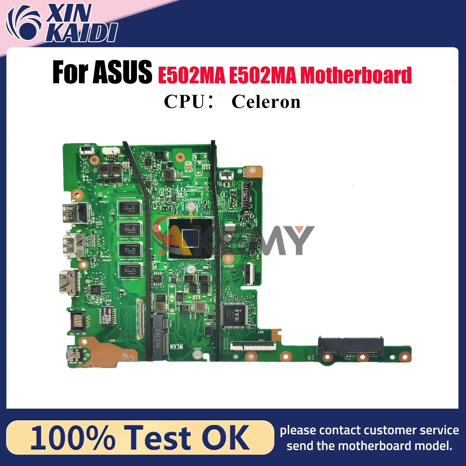 

E502MA Laptop Motherboard For ASUS EeeBook E502M E502MA Notebook Mainboard With Celeron CPU 100% tests OK fast shipping stk