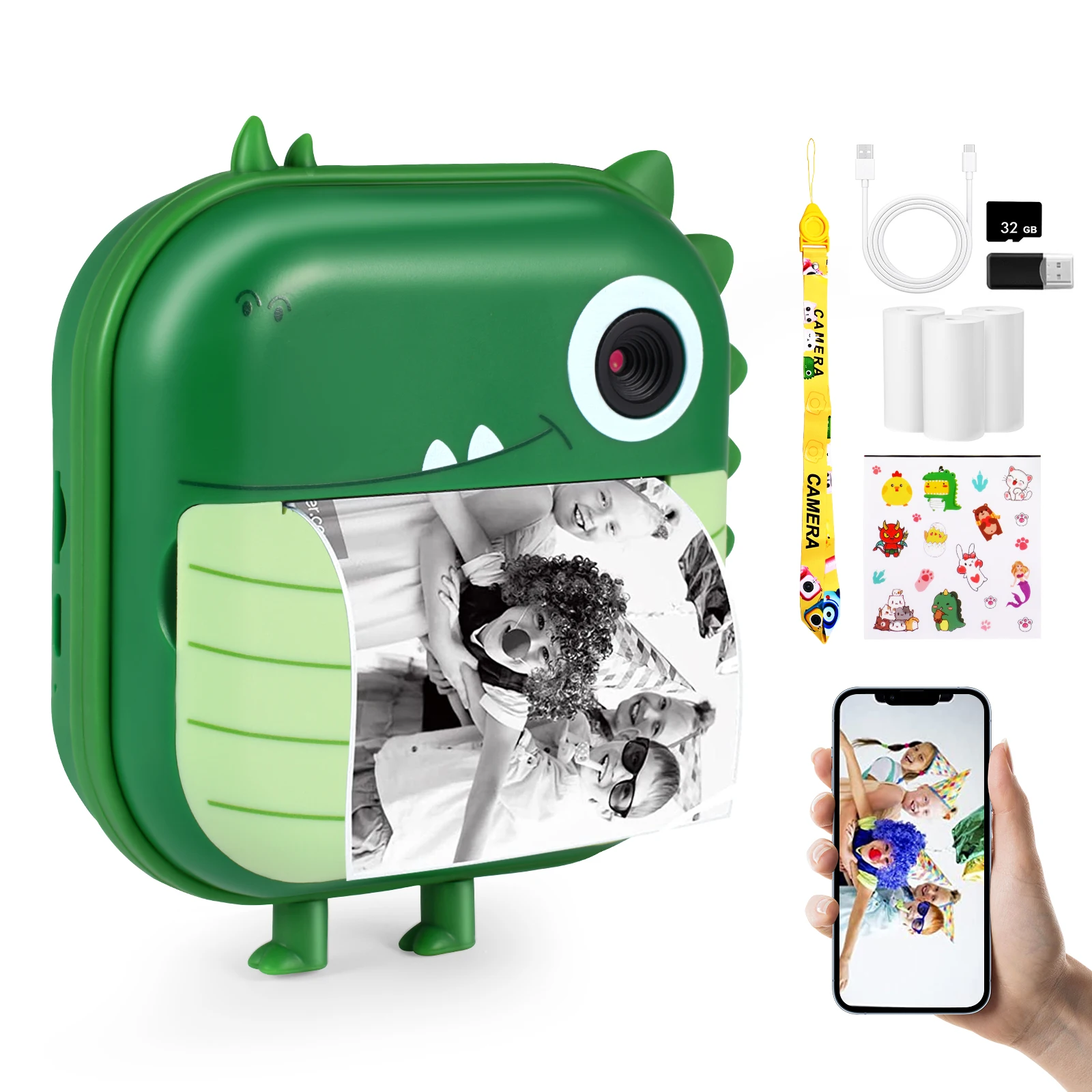 

CNCBSR Instant Kids Camera Digital Print 24MP Camera HD Video Camera Rechargeable Toy Birthday Gift for Girls Boys 3-12 Years