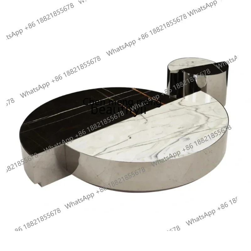 182C Light luxury mirror, luxury stone coffee table, Lauren black gold, natural marble table