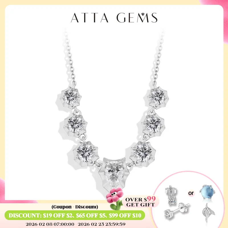 

ATTAGEMS 2,6CTW муассанитовые ожерелья для женщин DVVS1 бриллиантовый кулон S925 серебро 18 К белое золото с покрытием Свадебная вечеринка повседневные подарки