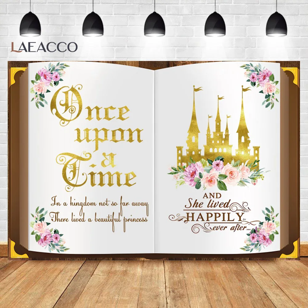 Princess Fairytale Book Photography Backdrop Once Upon A Time Ancient Castle Flower Girl Birthday Party Background Studio Prop