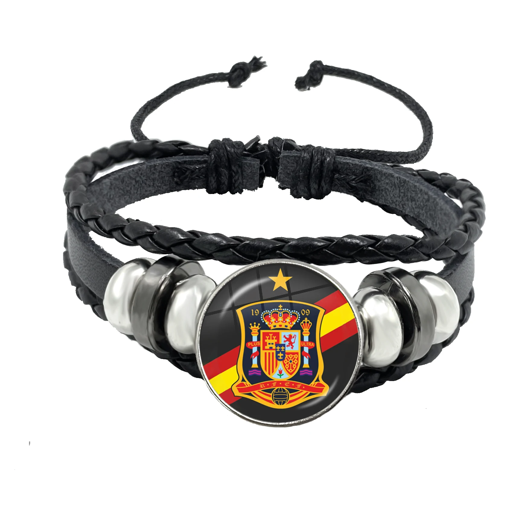 España Guardia Civil El Honor Es Mi Divisa Glass Leather Bracelets Multilayer Spanish Police Braided Bracelets Bangles Jewelry