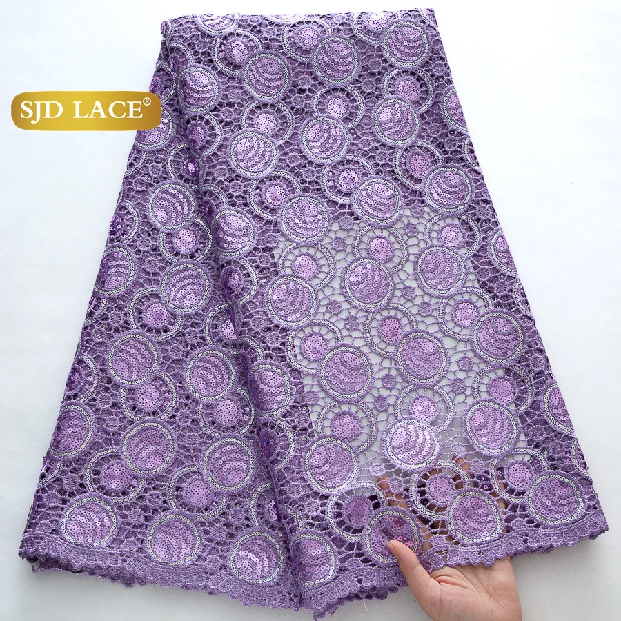 

SJD LACE Guipure Cord Lace Fabrics 2025 Hot Sale African Sequins Guipure Cord Nigerian Water Soluble Lace For Women Dresses 4451