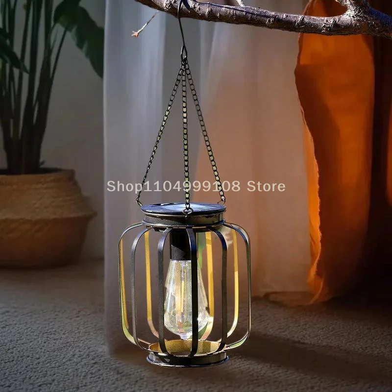 All-Weather Solar Light: Outdoor Hanging Iron Lantern for Pathway, Yard, and Patio