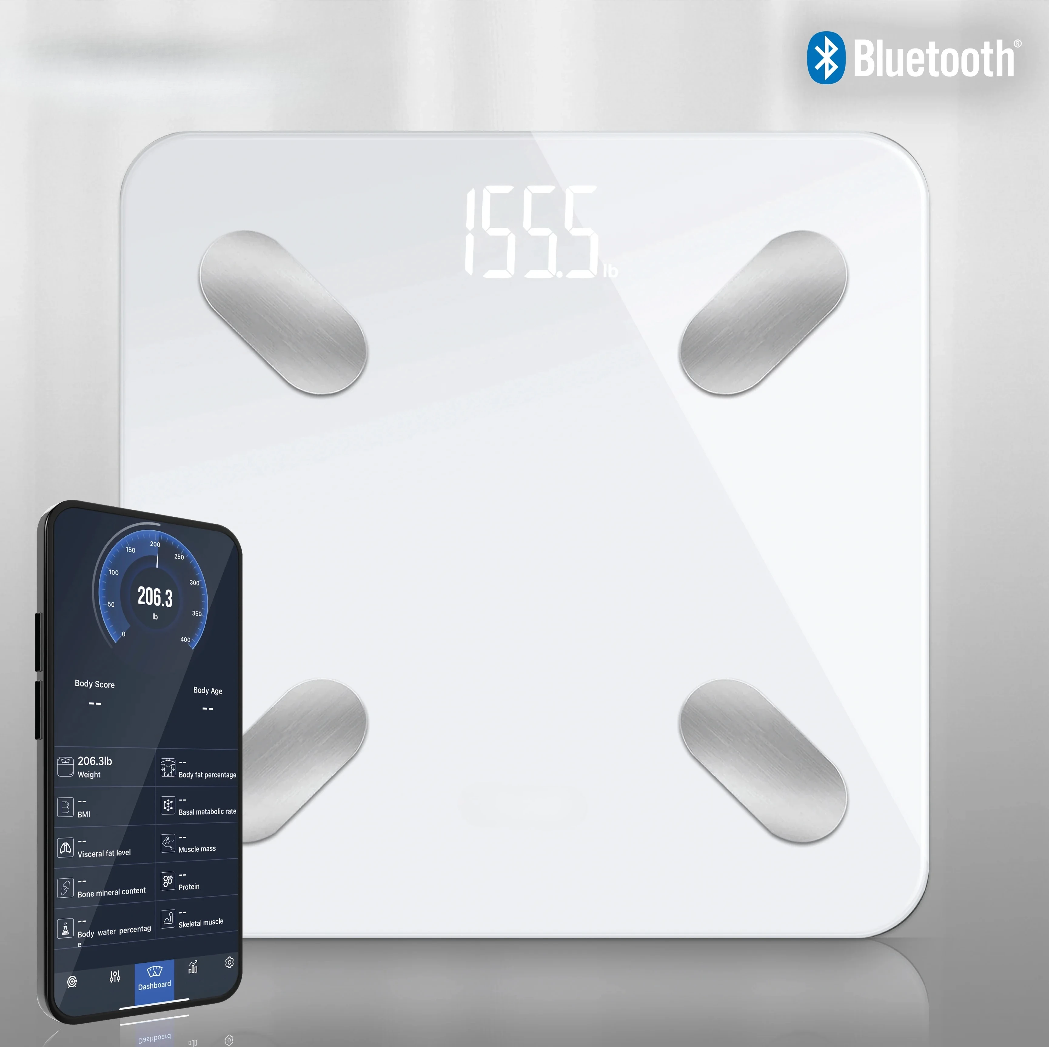 

Bluetooth Smart Scale with App – Track Weight, BMI, Body Fat & More