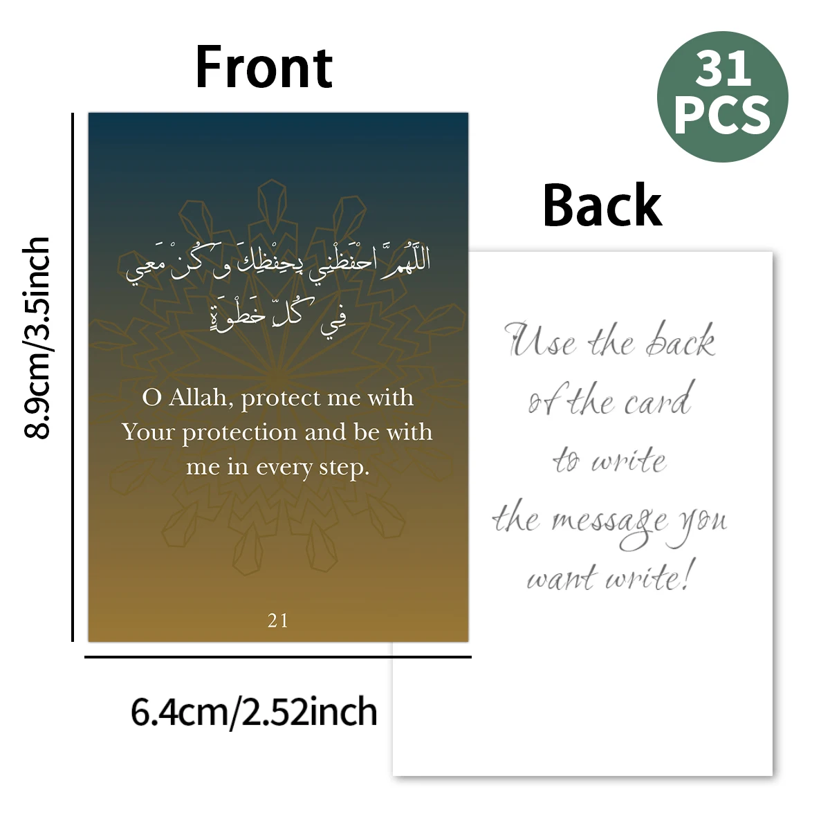 31pcs Arabic & English Ramadan Islamic Prayer Dua Cards For Daily Devotion,Blessing Cards For Family&Community,Holy Month Gifts view 6