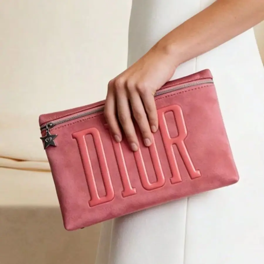 Dior Dior’s Bag Luxury Pink Makeup Organizer Pouch Large Capacity With Star Metal Zipper Charm Portable Travel Cosmetic Wash Bag view 4