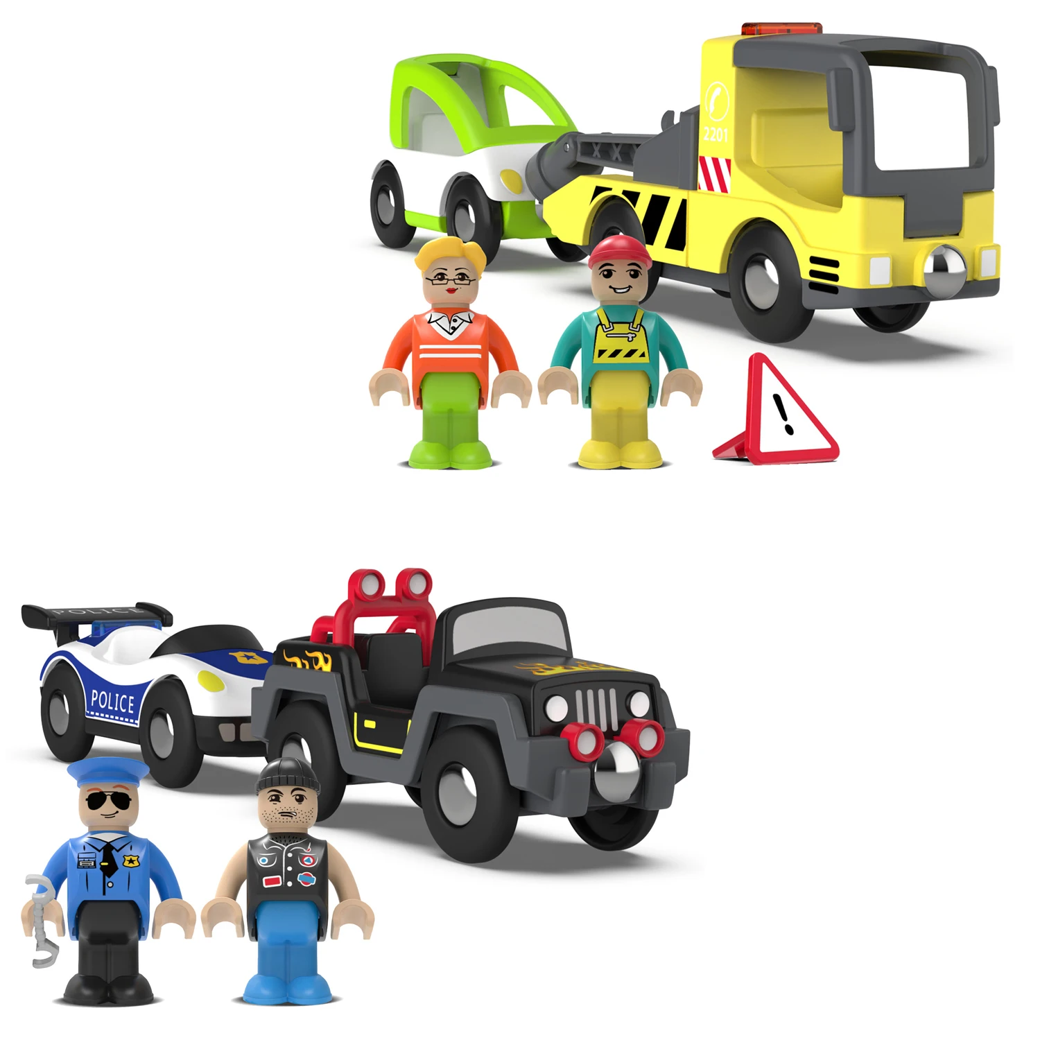 

New Fire Truck Magnetic SlideTrain Car Ambulance Police Car Fire Truck Compatible Brio Wood Train Track Children's Toys