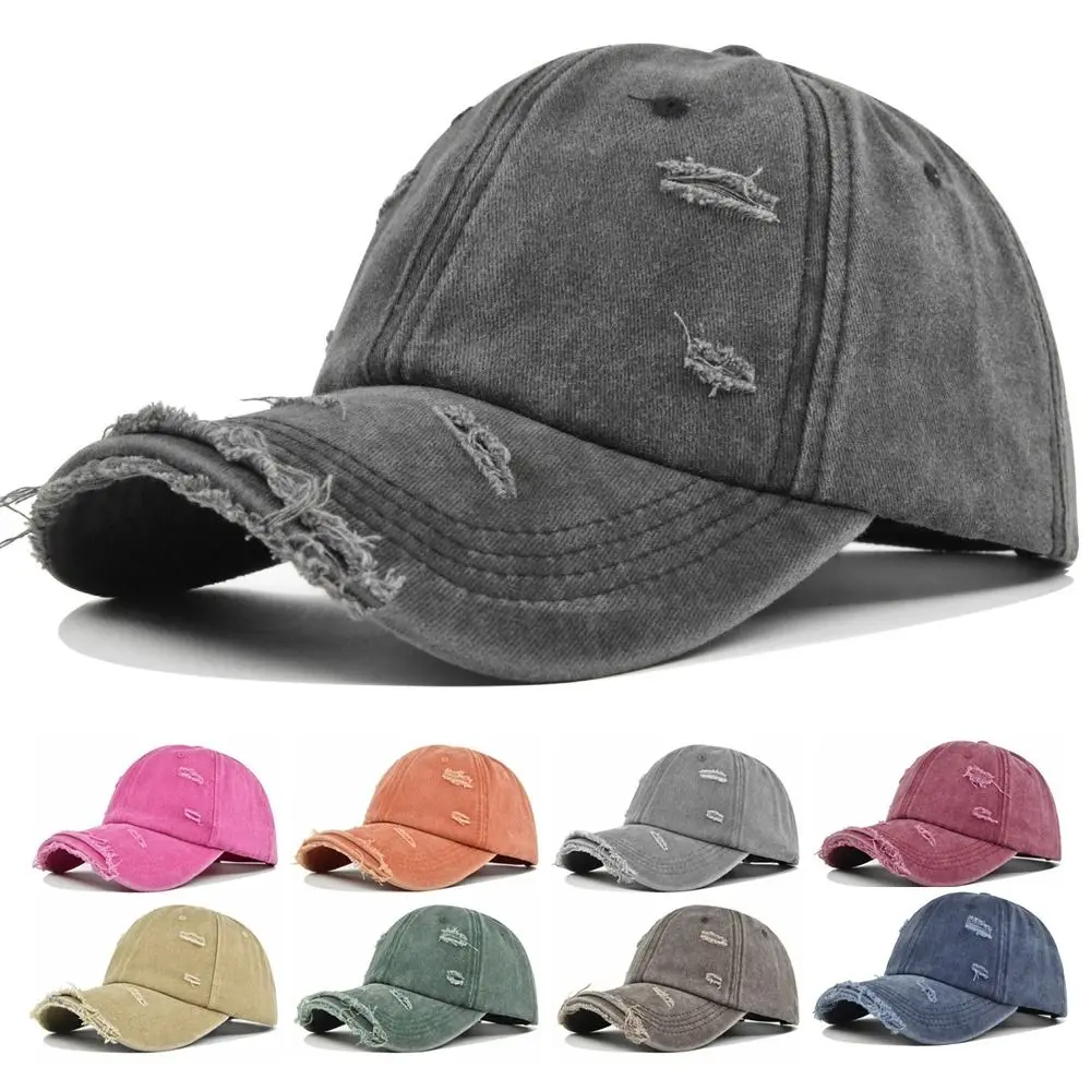 

Fashion Distressed Baseball Hats Adjustable Hip-hop Peaked Cap Broken Hole Casual Sunscreen Hats Man Women Outdoor Sports
