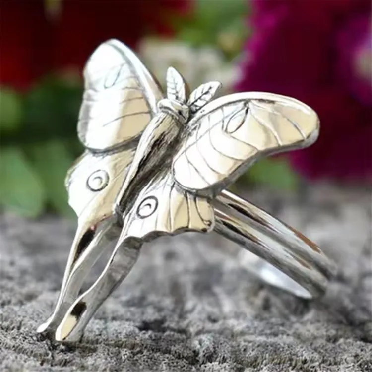 Yun Jin cross-border Hot Sales Simple Fashion Butterfly Ring Europe And The United States Retro Alloy Ring Female Manufacturers