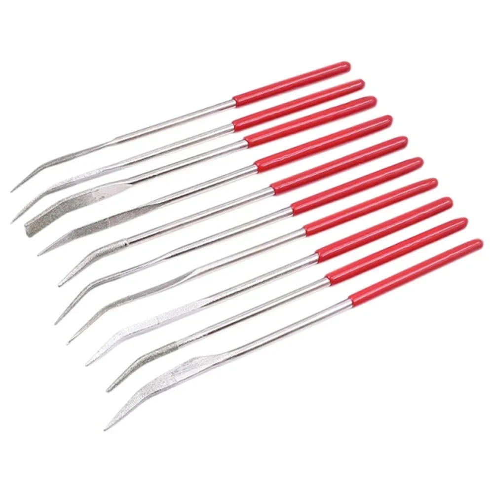 Diamond File Set Needle File Set Elbow Curved File Bend Head Mini Needle File For Stone Glass Metal Carving Craft High Quality