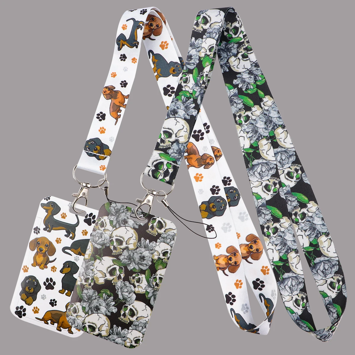 

Skull Lanyard for Keys Dog ID Badge Holder Credit Card Student Phone Hanging Neck Strap Keychain Lariat Accessories