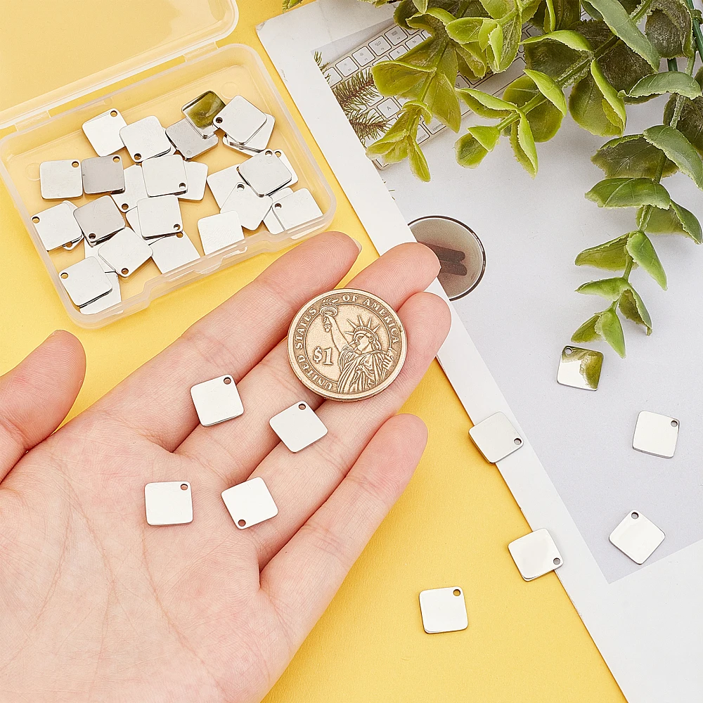 20pcs 2 Styles 304 Stainless Steel Rectangle Stamping Blank Tags Flat Round Stamping Blank Pendants Shield Shape Stamping Blanks