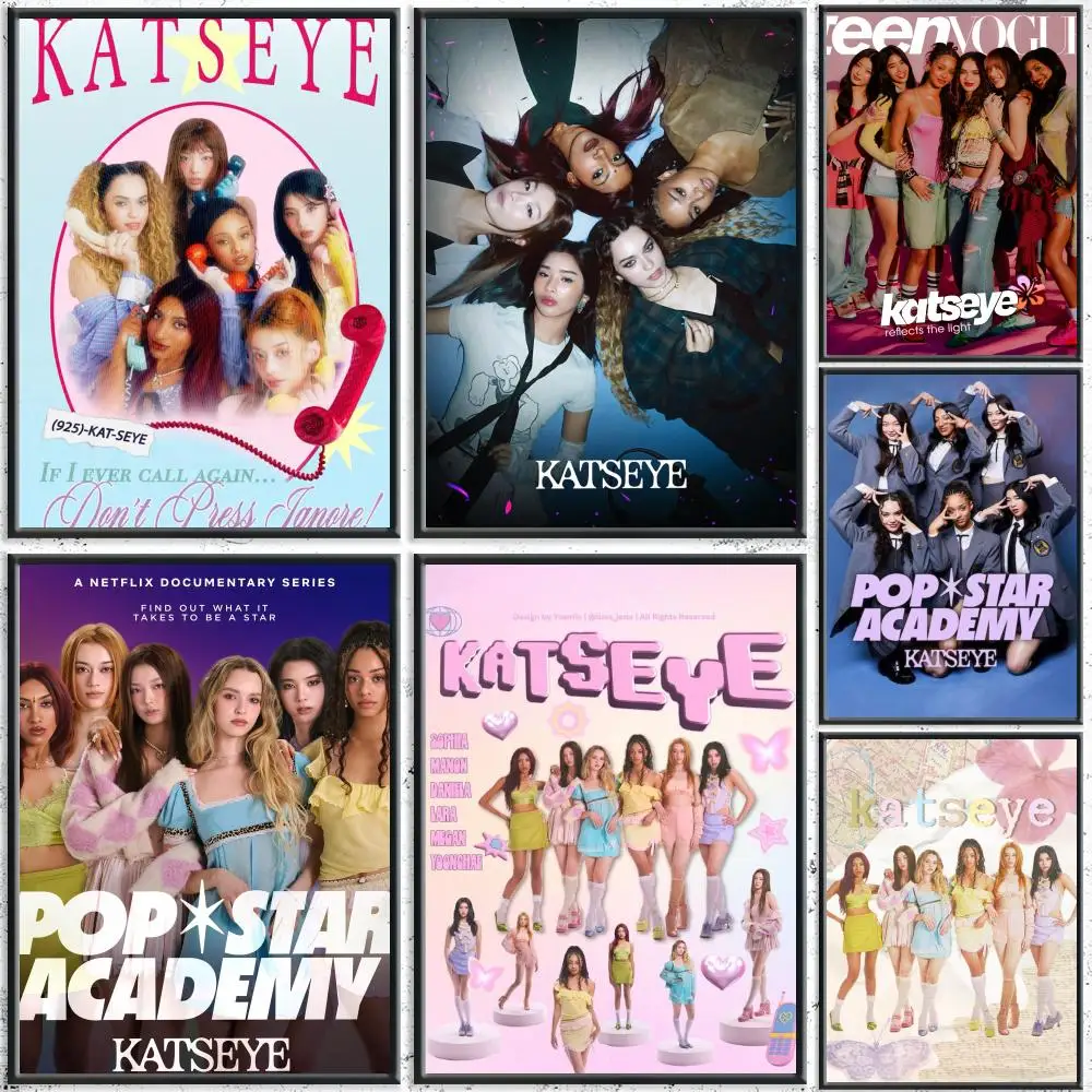Girl Group Katseye Poster HD Arte de pared autoadhesivo impermeable - Uso multiescena, mejor selección de regalos