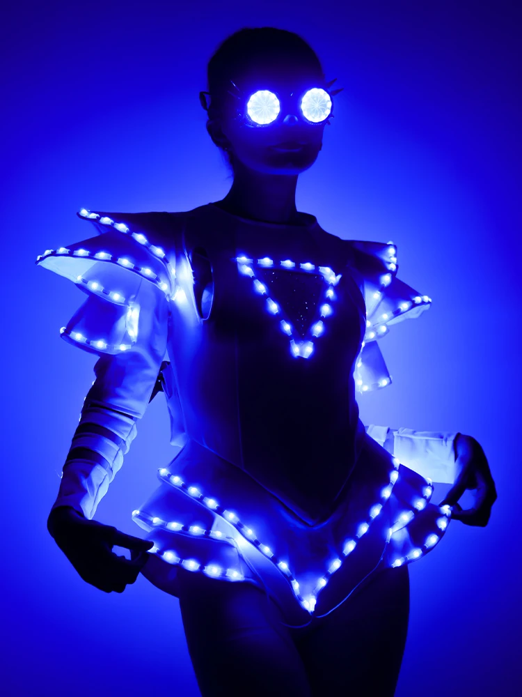 

Full Color LED Costume Light Up Luminous Clothe Ballet Tutu LED Dress Women Ballroom Dance Party Bar GOGO Nightclub Glowing Suit