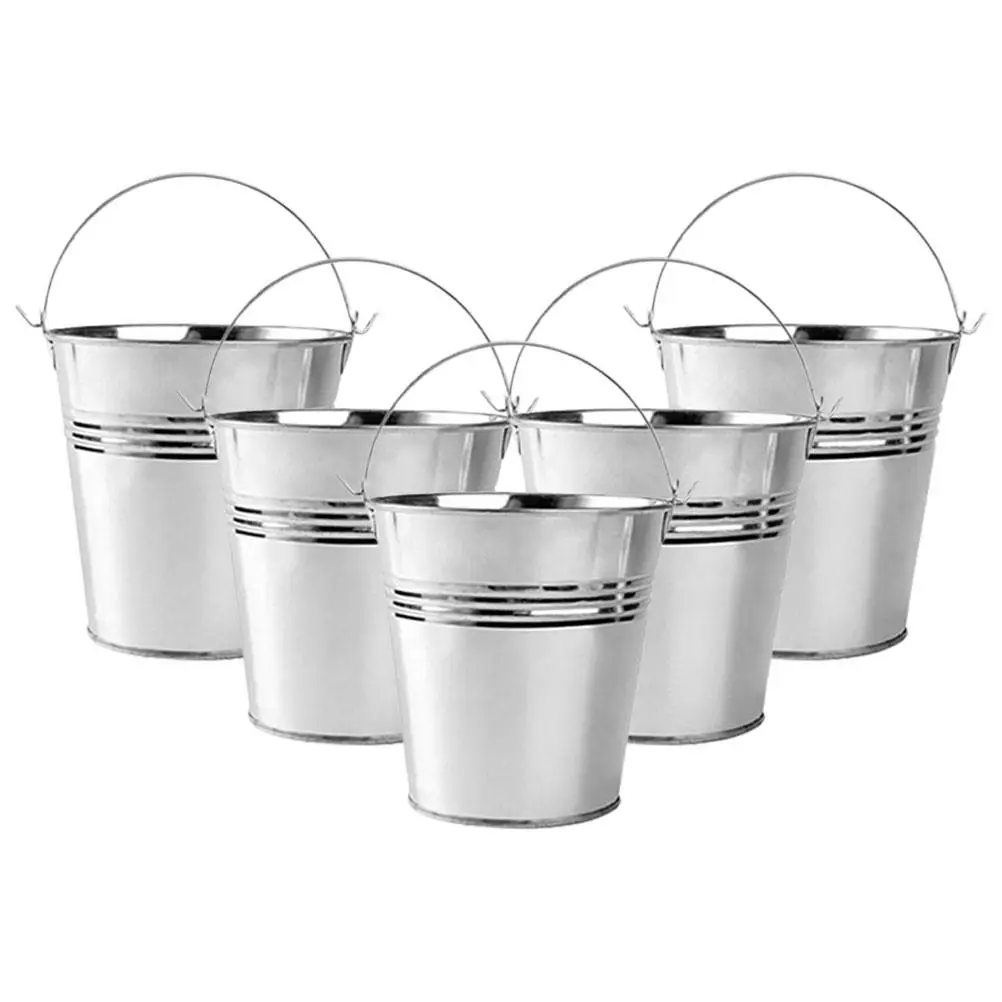 

5pcs Small Flower Bucket Ice Metal French Fries Barrel Tinplate Food Container Storage Bar Snacks Chip Baskets Serving Mini