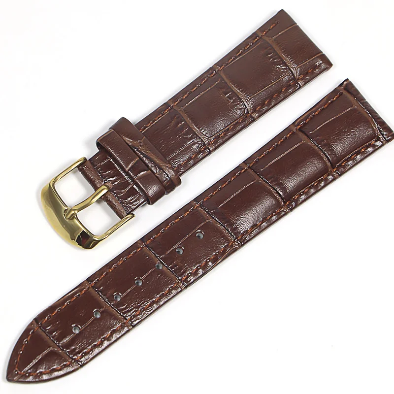 Calfskin Leather Watch Strap 18mm 20mm 22mm 24mm Watchband For Women Men Watch Accessories Solid Buckle Black Brown