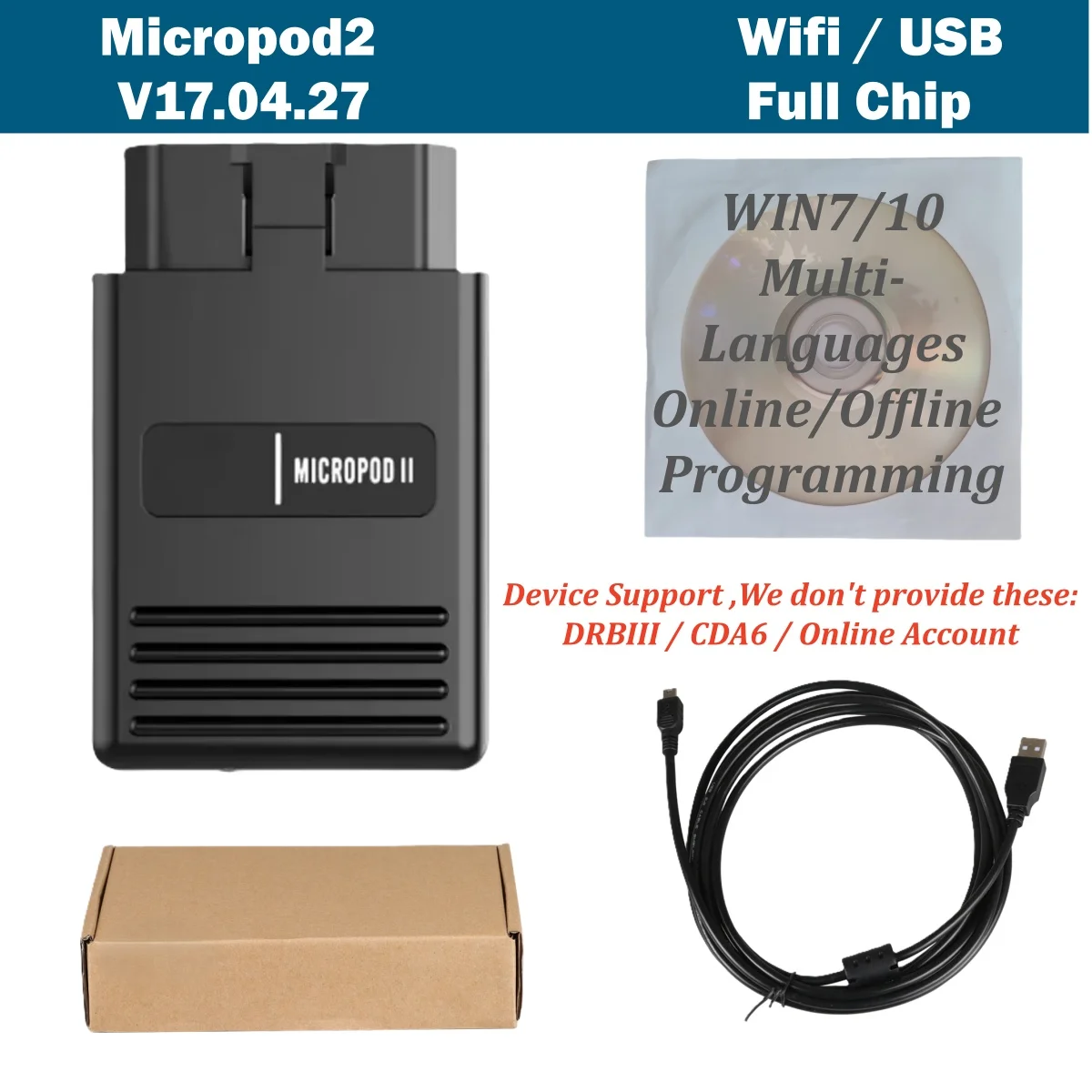 

Micropod2 V17.04.27 Wifi USB For Chr-ysler MicroPod 2 Support Diagnotics and Programming