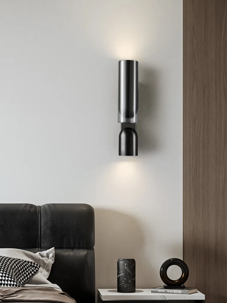

Modern minimalist wall lamp, light and luxurious dual head adjustable angle bedroom bedside lamp