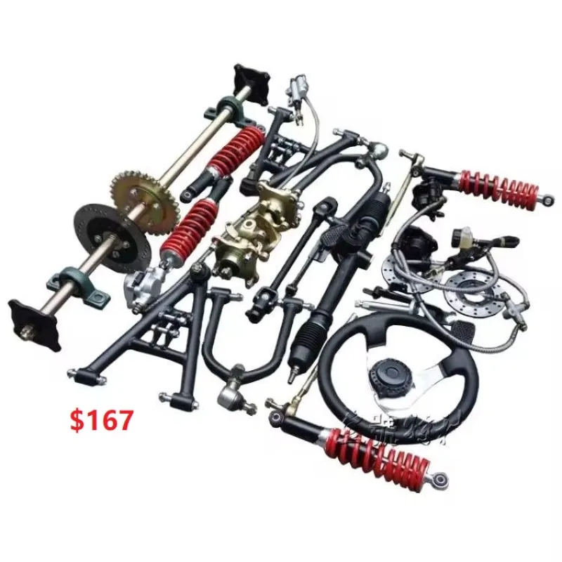 Kart sprocket 1 to 3 disc rotor steering box axle tie rod Kart 100cm rear axle with control swing arm
