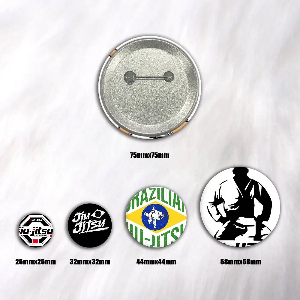 A-BJJ Brazilian Jiu Jitsu Round Snap-in Brooches Rock Band Lapel Pins Badges Fan Collection Accessories Jewelry Handmade Gifts