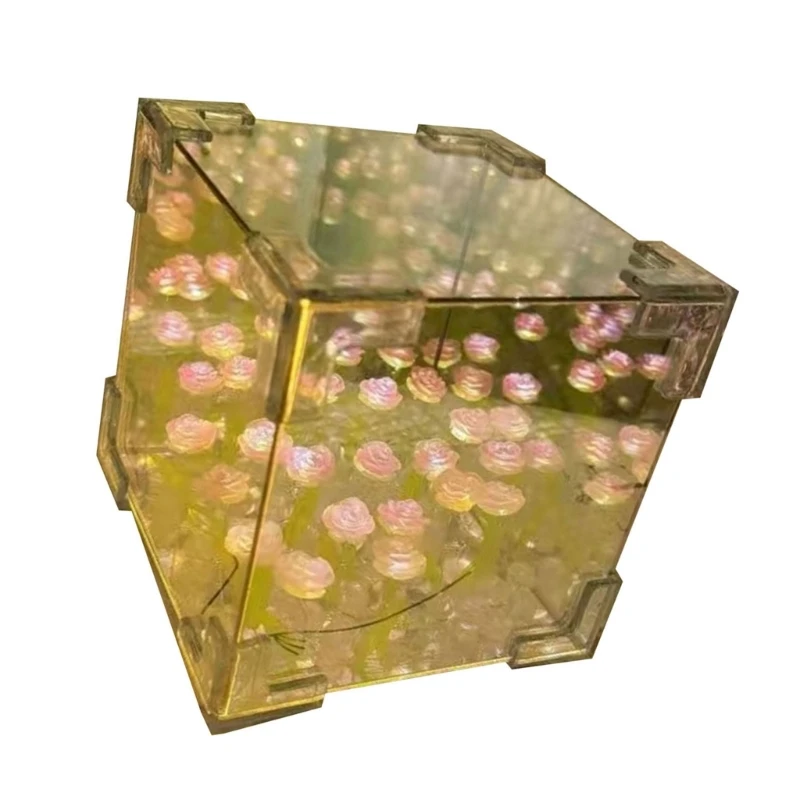 DIY 3D Cube Tulips Mirror Night Light Kits 21 Flowers Romance Bedroom Decors Dropshipping