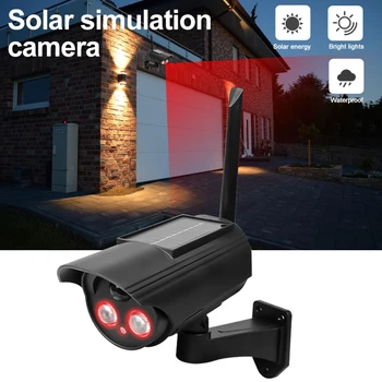 Solar Fake Camera Outdoor Waterproof Security CCTV Surveillance Simulation Dummy Camera Red Flashing LEDlight No Wiring Required