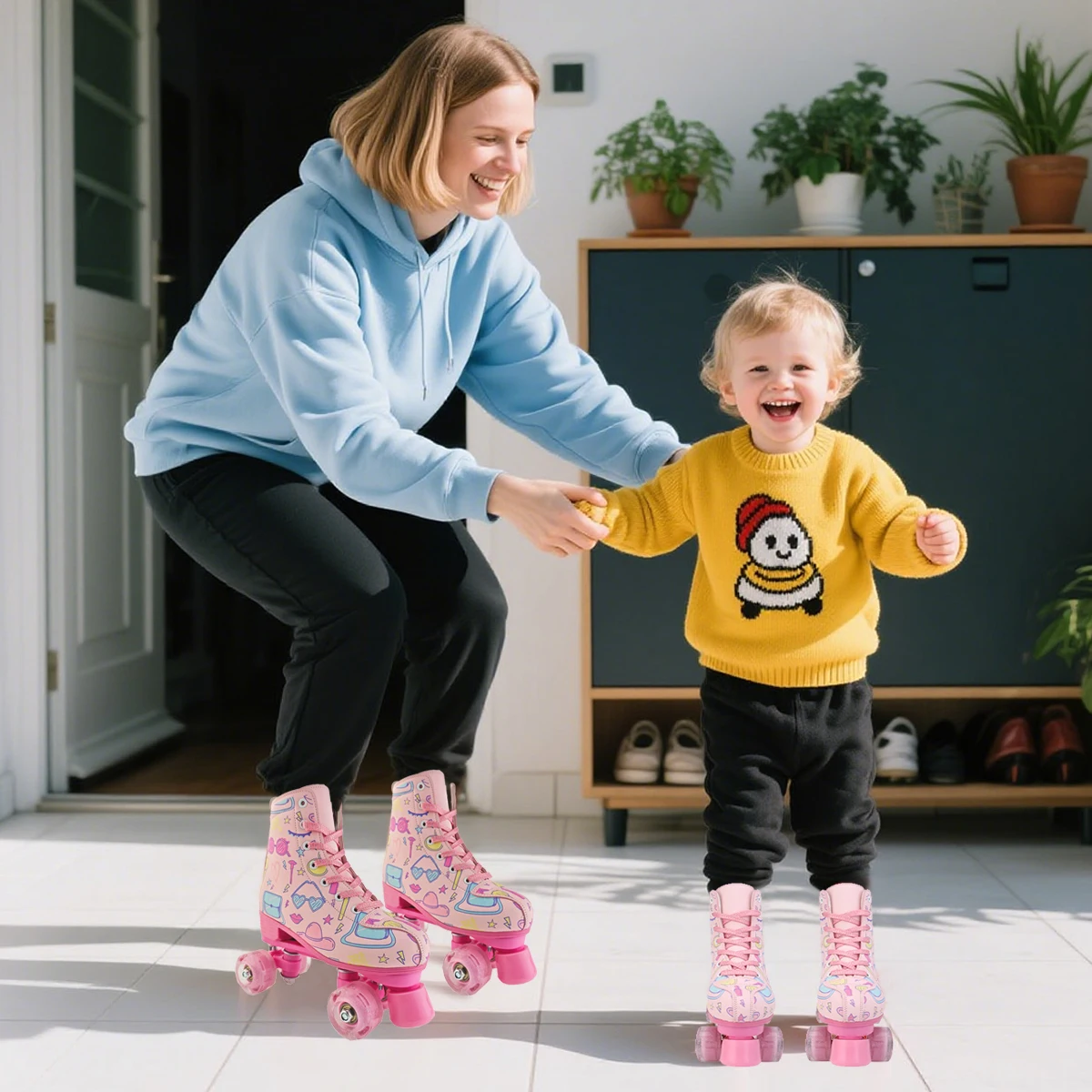 صف مزدوج 4 عجلات أحذية تزلج 2025 جديد وامض زلاجات دوارة المبتدئين النساء التزلج في الهواء الطلق حجم 33-36 41 الفتيات رباعية أحذية رياضية #2