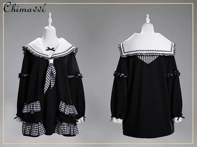 일본 스타일 귀여운 리본 스웨트셔츠 2025 가을 신상 로리타 긴팔 루즈핏 카와이 Y2K 풀오버 여성 상의