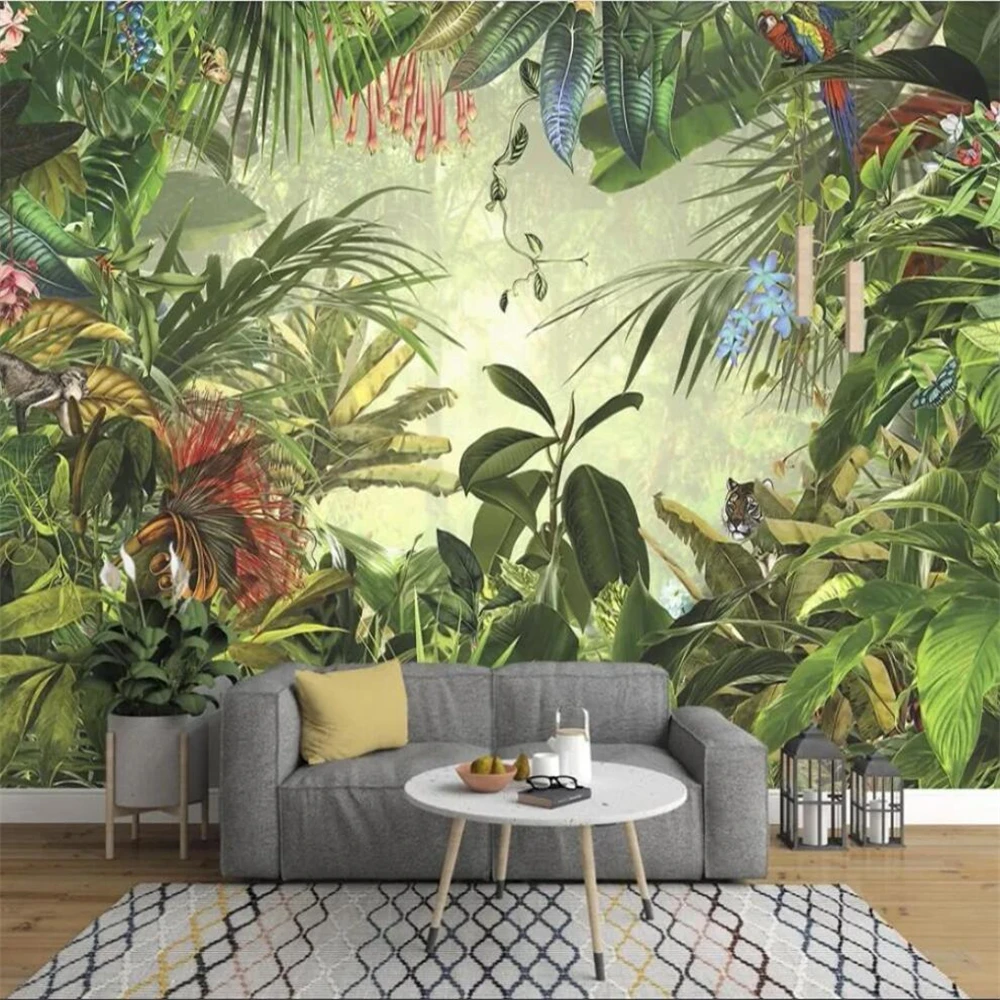 

beibehang Custom Hand-painted rainforest banana wall mural wallpaper for wall living room photo murals wall papers home decor