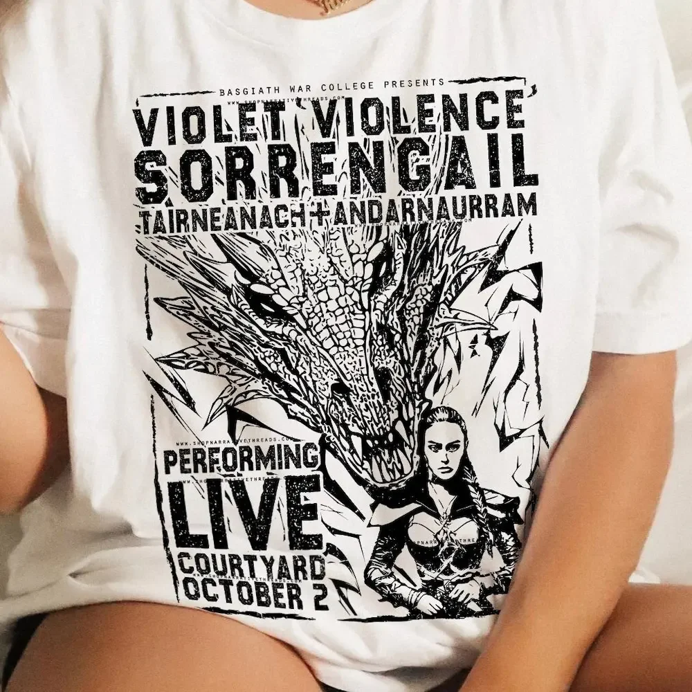 Violet 'Violence' Sorrengail Band Metal T Shirt Officially Licensed Fourth Wing Xaden Riorson The Empyrean Series