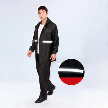1Pcs Hooded Coat & Pant Rain Suit For Women Men Outdoor Waterproof Rain Gear With Reflective Strip Motocycle Riding Raincoat 4 1Pcs Hooded Coat & Pant Rain Suit For Women Men Outdoor Waterproof Rain Gear With Reflective Strip Motocycle Riding Raincoat 4