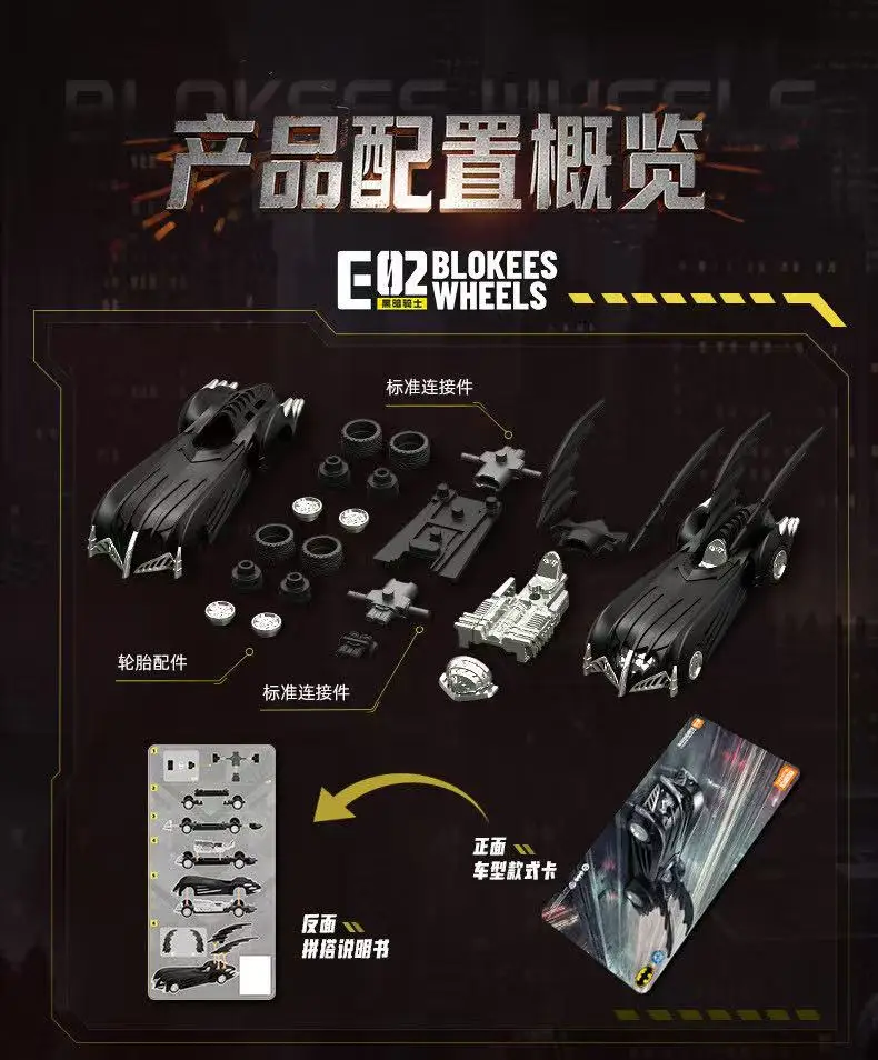 Neue BLOKEES Batmobile Blind Box DCBatman E02 The Dark Knight 1:64 Maßstab Auto DIY Montagemodell Spielzeug Film-Thema Sammlerstück Geschenk – Detail 15