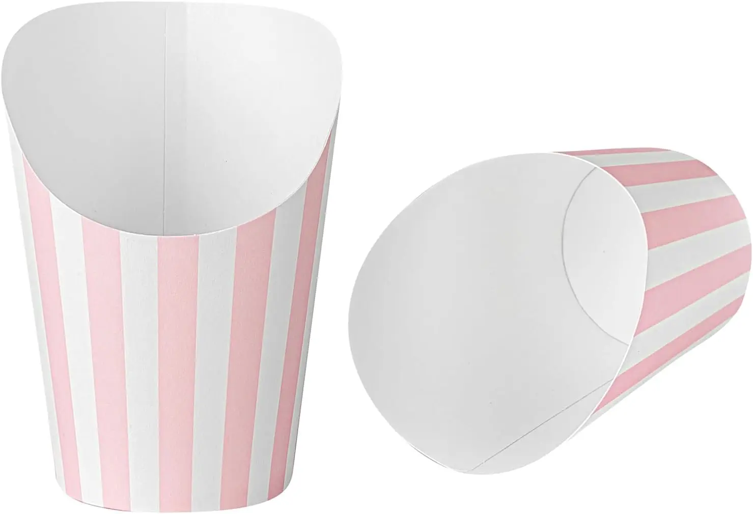 

Bio Tek 12 Ounce French Fry Containers 100 Disposable Charcuterie Cups - Incline Design Round Striped Paper French Fry C