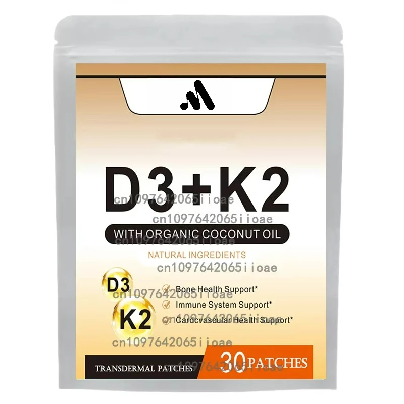 

30 Patches Vitamin K2 + D3 Transdermal Patches, Contains Vitamin D & K Complex Premium Biotin & Folic Acid