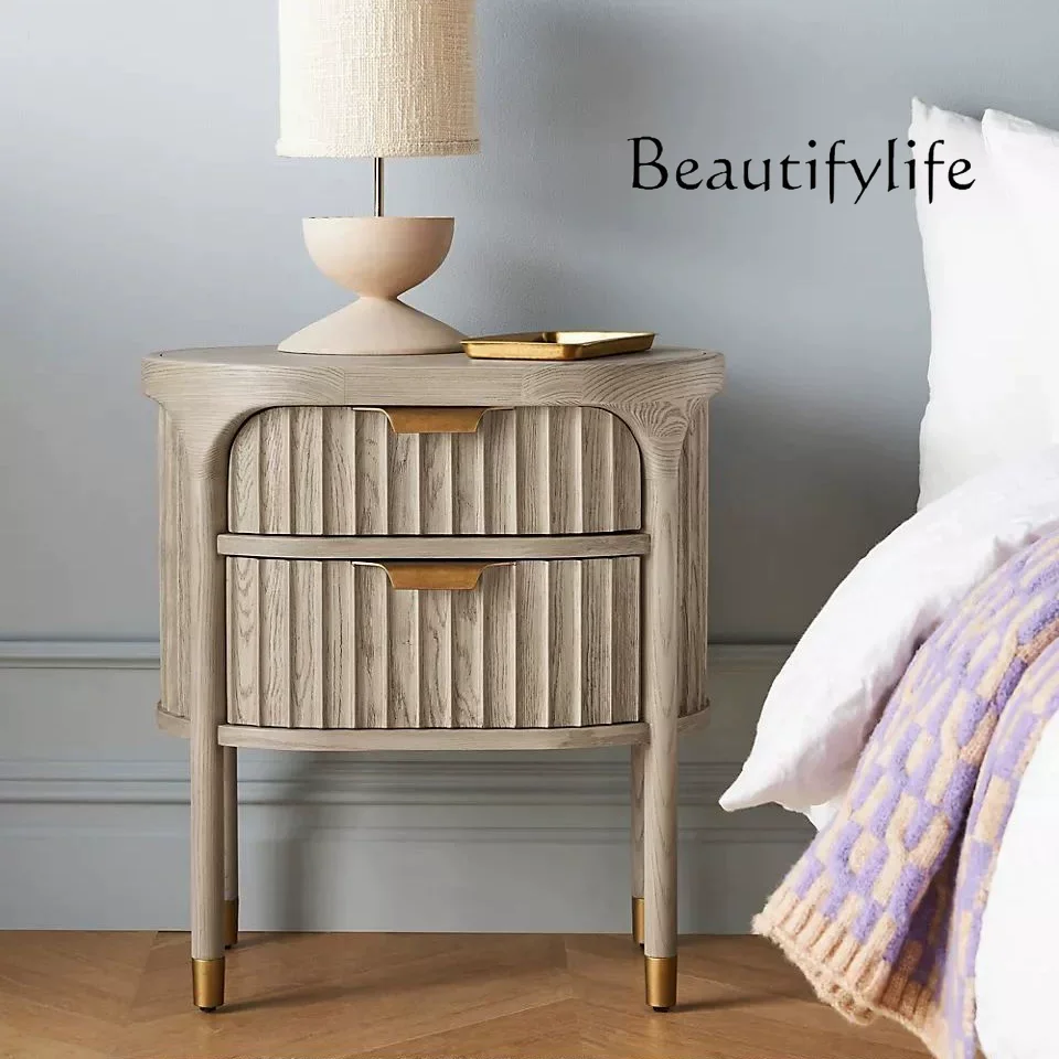American retro bedroom bedside table small bedside storage French simple modern storage advanced