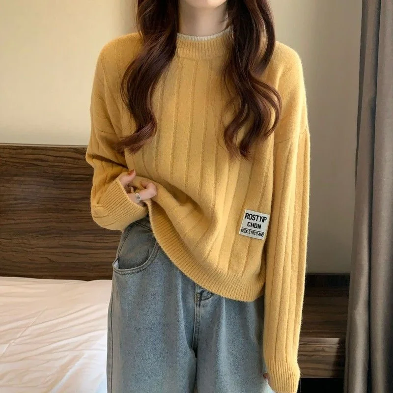 Sweaters for Women's Spring and Autumn 2025 New Design Sense: Small, Loose, Short, Outerwear, Underwear, Knitted Top, Vertical S