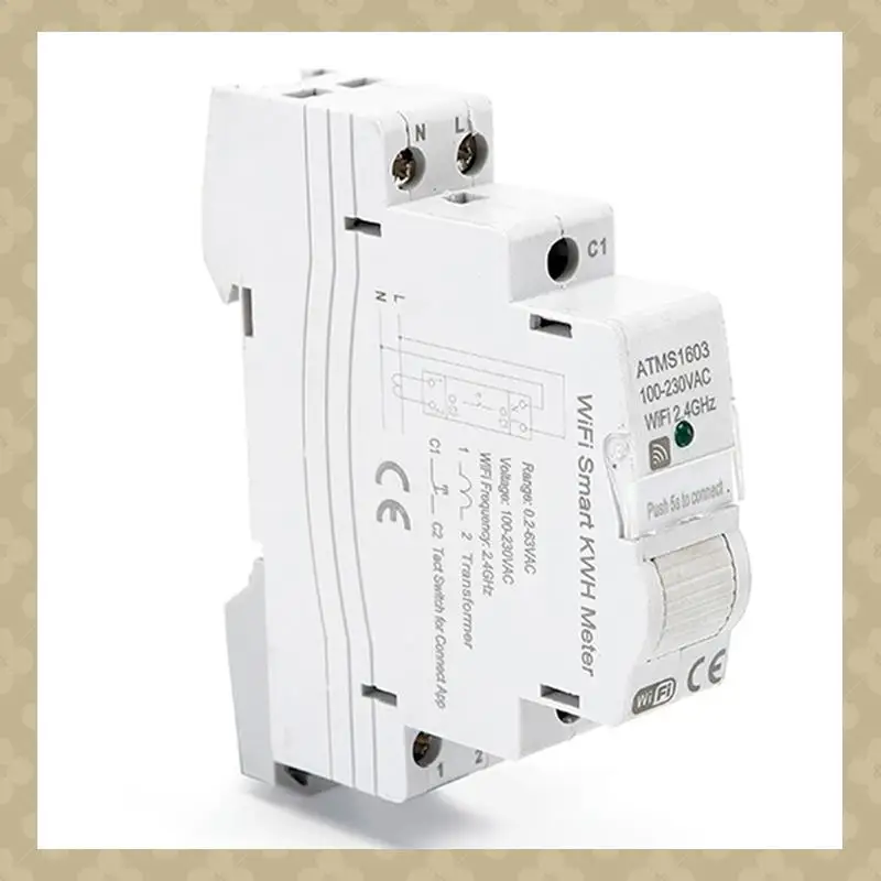 

AB45 2X ATMS1603 Tuya, однофазный Wi-Fi, умный счетчик энергии, 100-230 В, DIN-рейка, точно измерительный вольтметр, амперметр, мощность