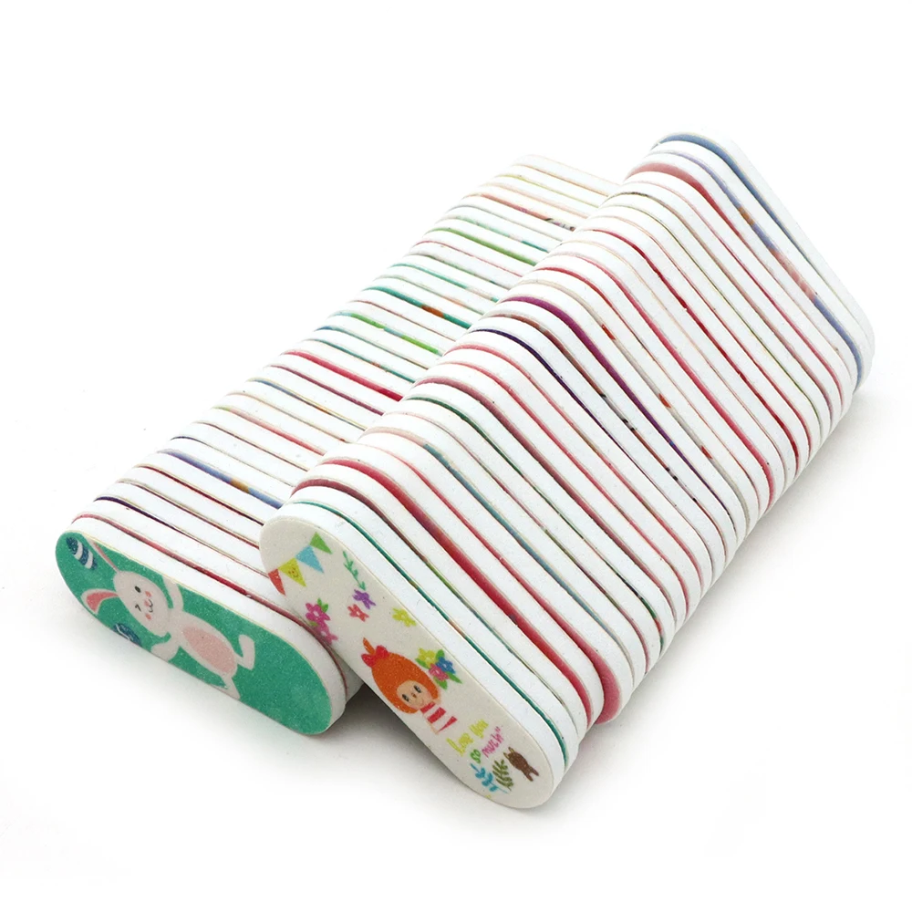 50/100個セット 混合パック 漫画ネイルファイル 両面ミニ 再利用可能 サンディング トラベルサイズ マニキュアツール ビューティーネイルアートギフト