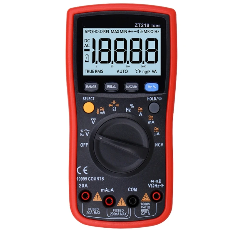 

Hot Sale ZT219 Digital Multimeter 19999 Counts True RMS Automotive Electrical Transistor Capacitor NCV Tester Professional Meter
