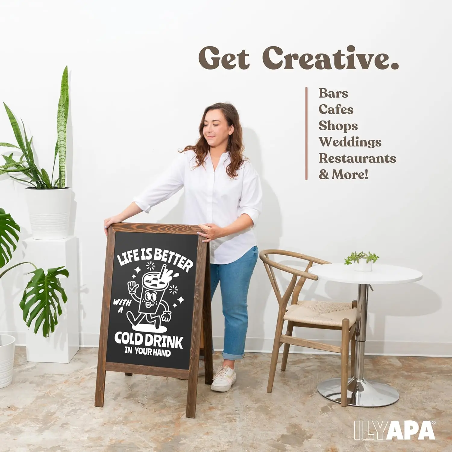 Double-Sided Magnetic Chalkboard A-Frame Sign with Eraser & Chalk - 20x40 Inches for Restaurant Business Wedding