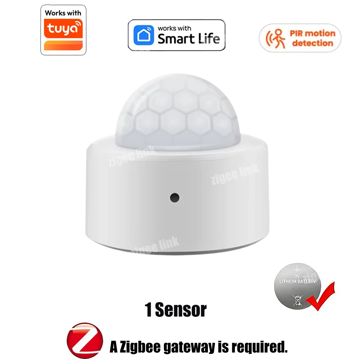 ZigBee 3.0 PIR-Bewegungssensor, kabelloser Smart-Home-Sicherheitsalarm, funktioniert mit Alexa und Google Home, Gateway erforderlich